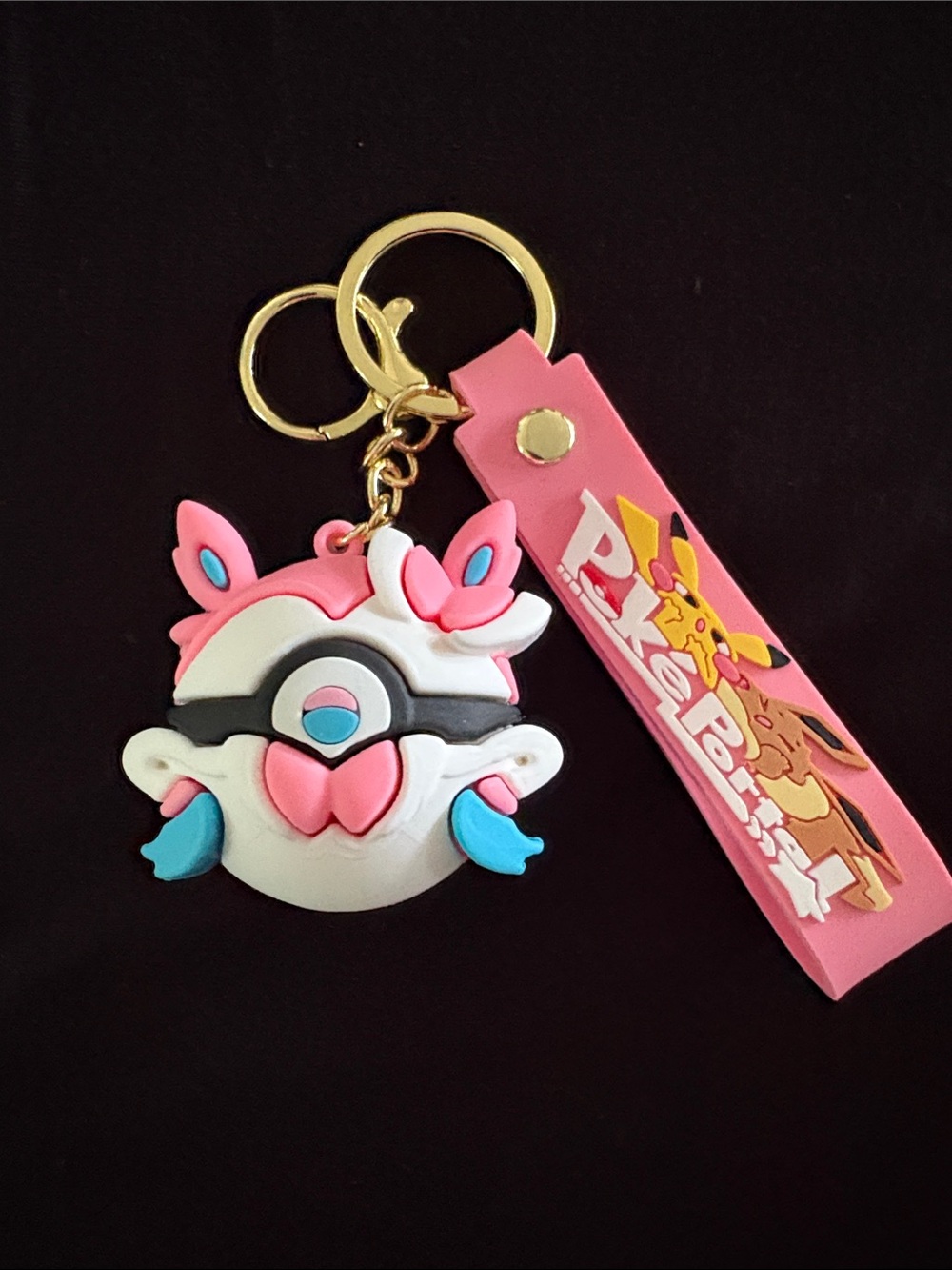 Pink Pokémon Ball Sylveon Keychain Bag Charm with Strap